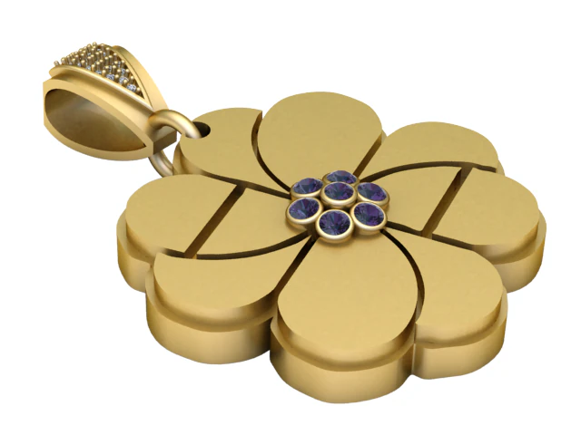 Flower pendant 3D Print Model .c4d .max .obj .3ds .fbx .stl .blend 