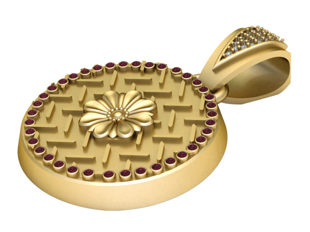 Gold flower pendant 3D Print Model .c4d .max .obj .3ds .fbx .stl .blend 