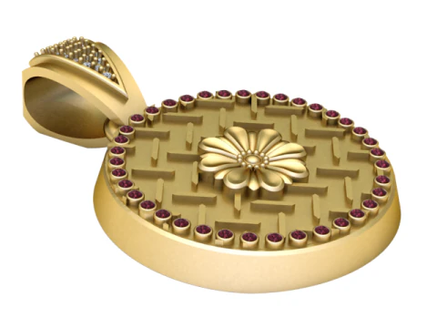 Gold flower pendant 3D Print Model