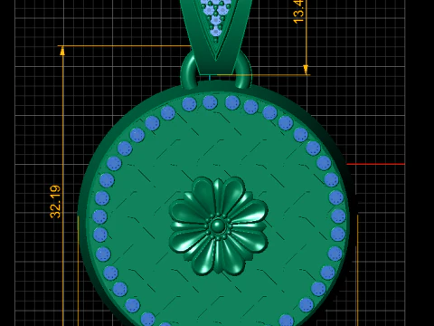 Gold flower pendant 3D Print Model