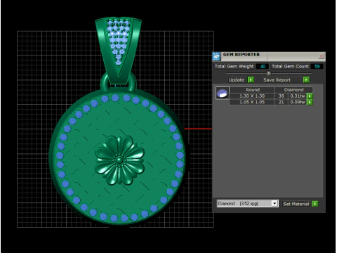 Gold flower pendant 3D Print Model