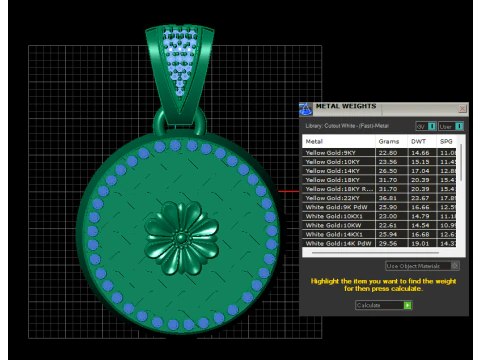 Gold flower pendant 3D Print Model