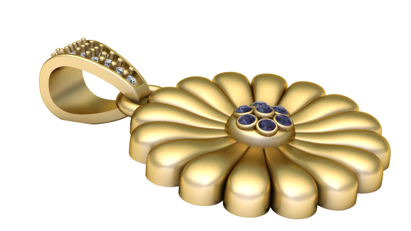 Flower gold pendant 3D-printmodel .c4d .max .obj .3ds .fbx .stl .blend