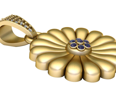 フラワーゴールドペンダント 3Dプリントモデル