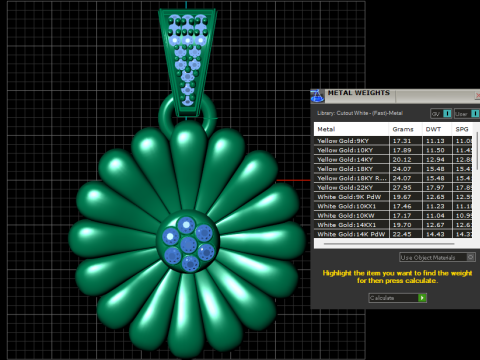 Flower gold pendant 3D-printmodel