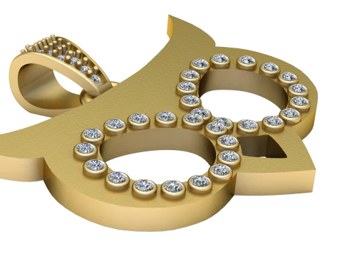 Pingente de ouro com cabe&ccedil;a de touro Modelo de Impressão 3D