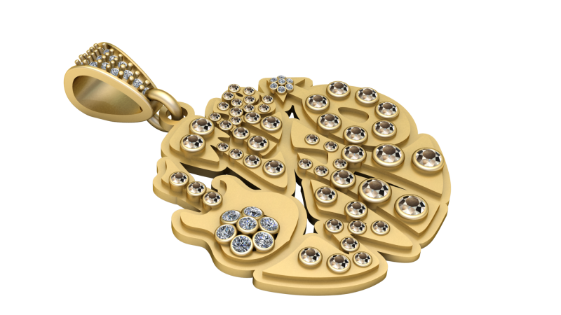 Nature inspired gold pendant 3D 打印模型 .c4d .max .obj .3ds .fbx .stl .blend 