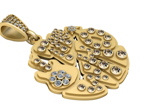 자연에서 영감을 받은 골드 펜던트 3D 프린트 모델