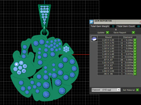 Nature inspired gold pendant 3D Print Model