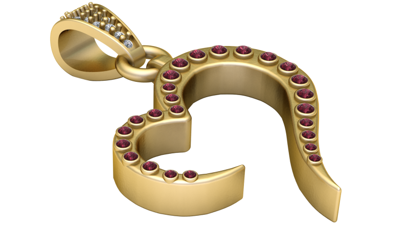 Heart shape gold pendant Model do druku 3D .c4d .max .obj .3ds .fbx .stl .blend 