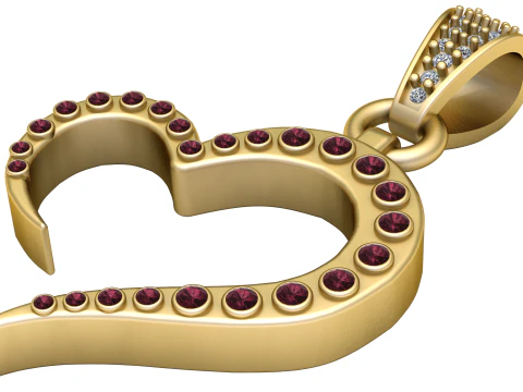 Heart shape gold pendant 3D Print Model