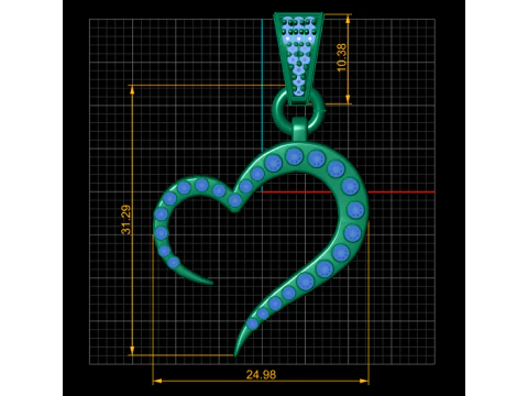 Heart shape gold pendant 3D Print Model