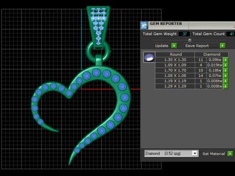 Heart shape gold pendant 3D Print Model