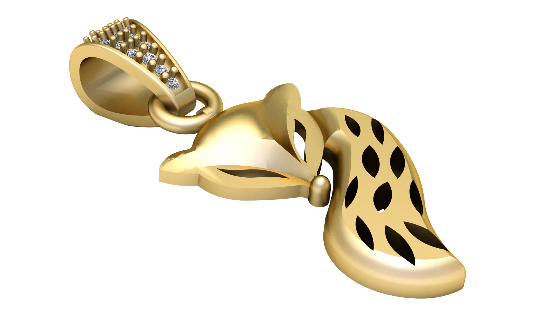Fox gold pendant 3D Print Model .c4d .max .obj .3ds .fbx .stl .blend 