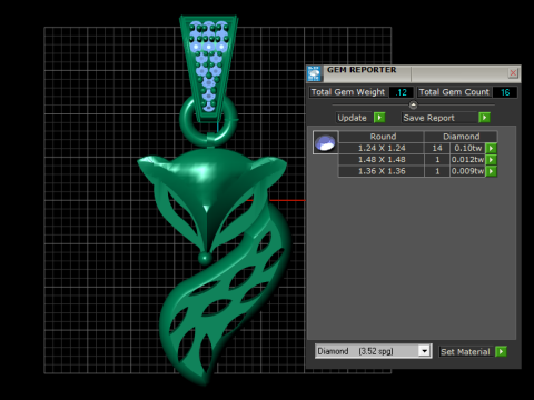Fox gold pendant Modello di stampa 3D