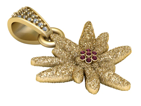 Gold flower pendant 3D Print Model