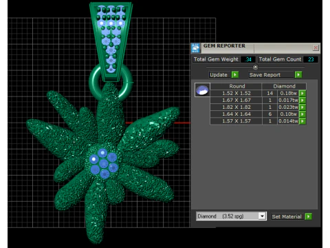 Gold flower pendant 3D Print Model