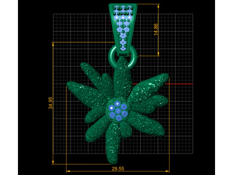 Gold flower pendant 3D Print Model