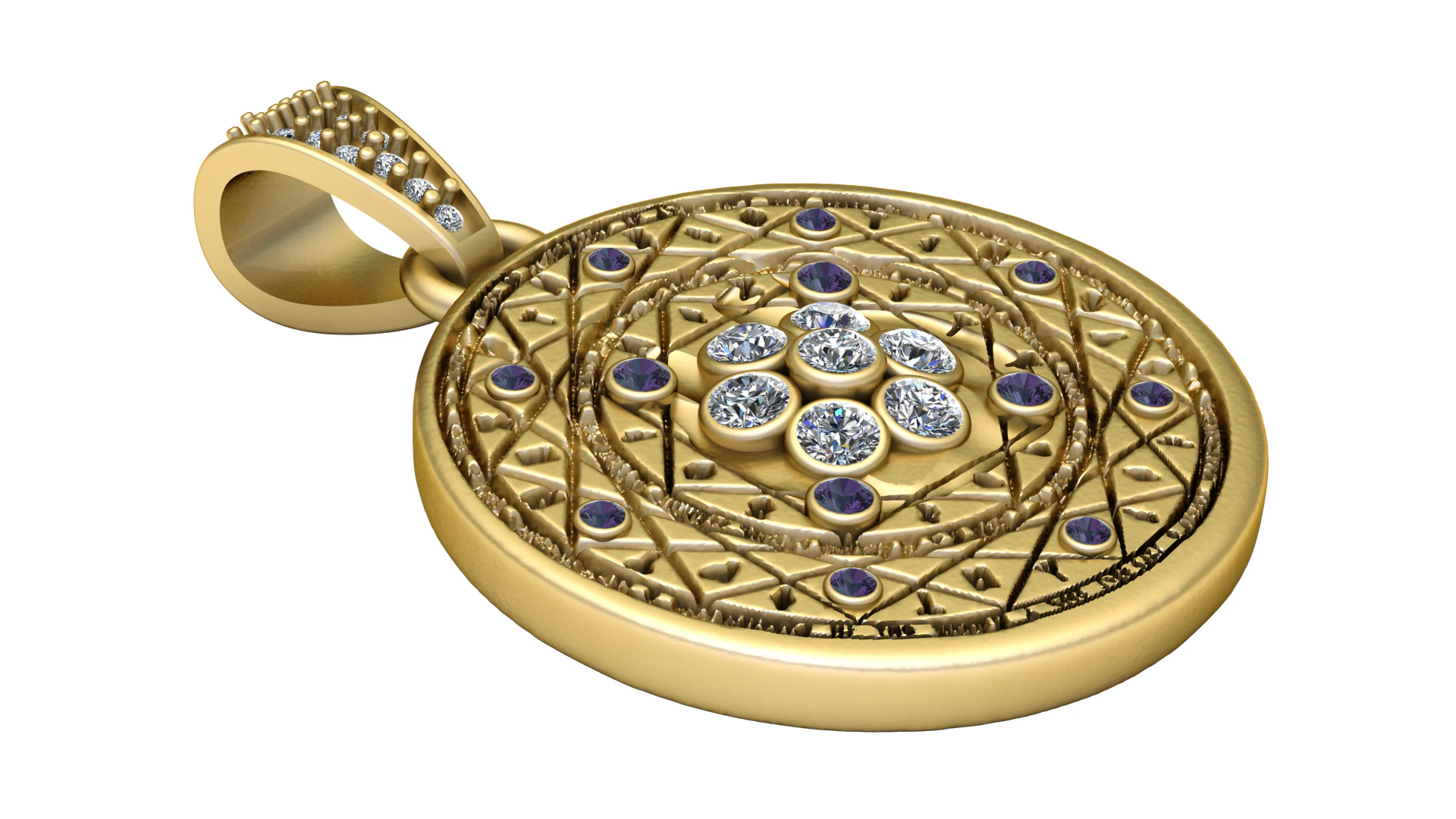 Gold Pendant 3D Print Model .c4d .max .obj .3ds .fbx .stl .blend 