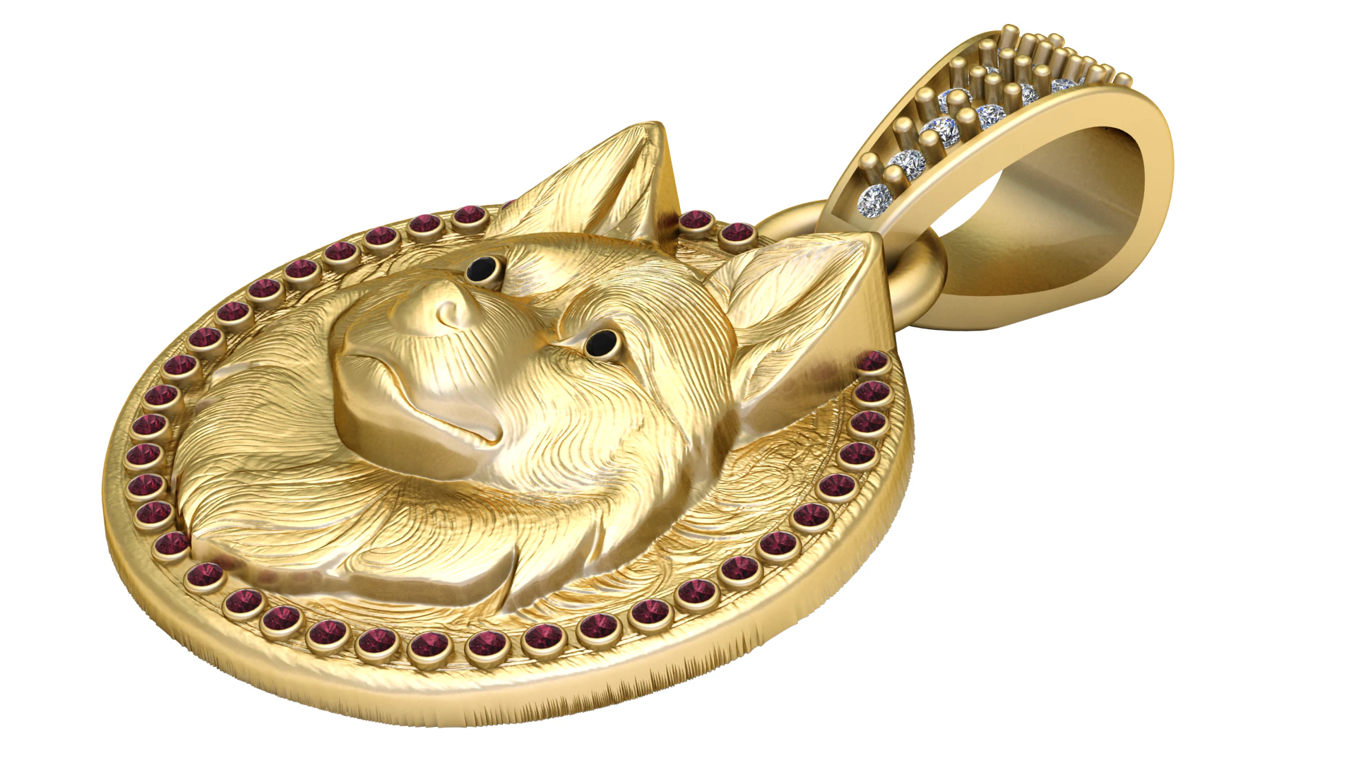 Wolf Pendant 3D Print Model .c4d .max .obj .3ds .fbx .stl .blend 