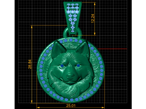 Wolf Pendant 3D Print Model