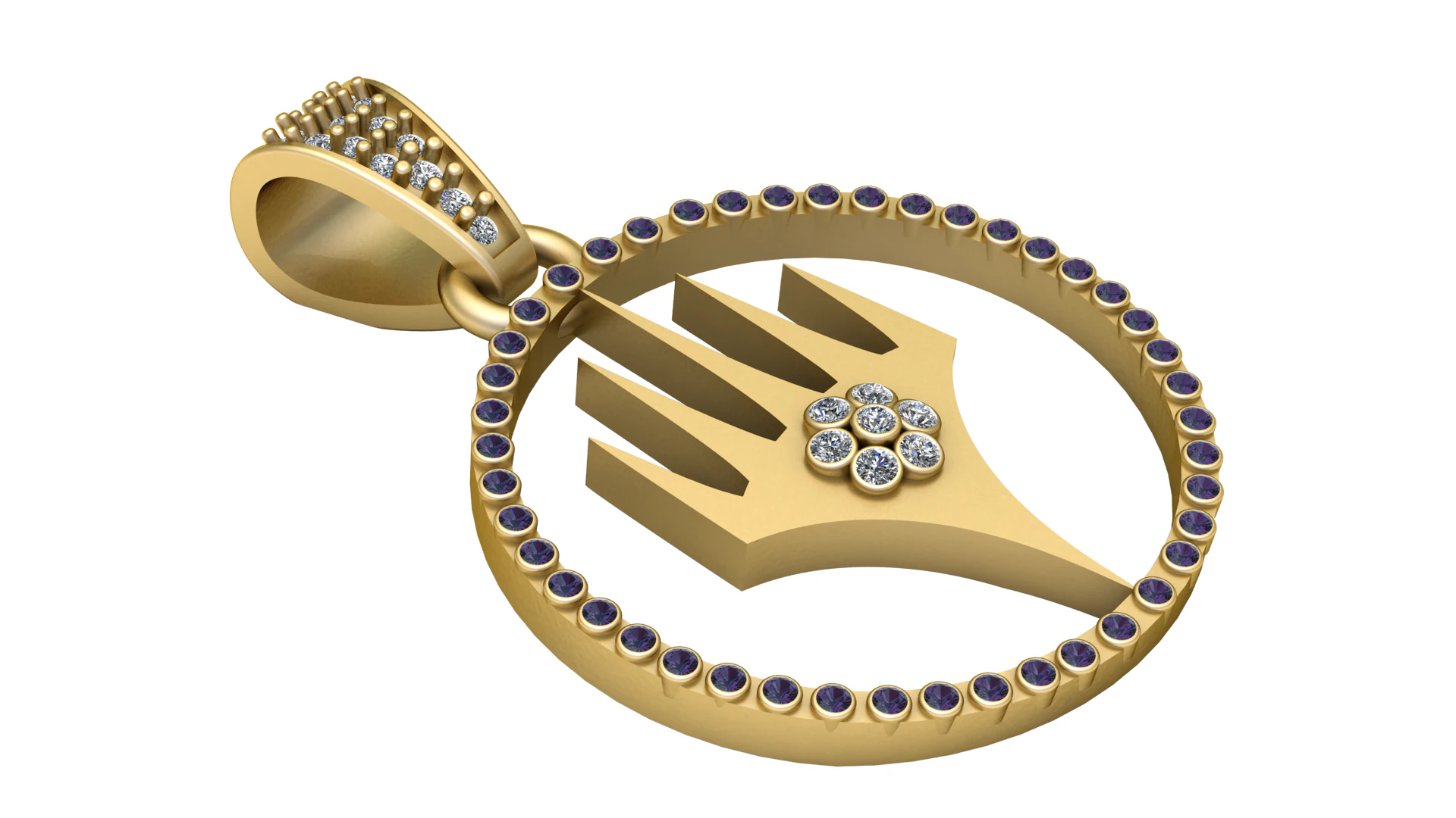 Modern Gold Pendant 3D Print Model .c4d .max .obj .3ds .fbx .stl .blend 