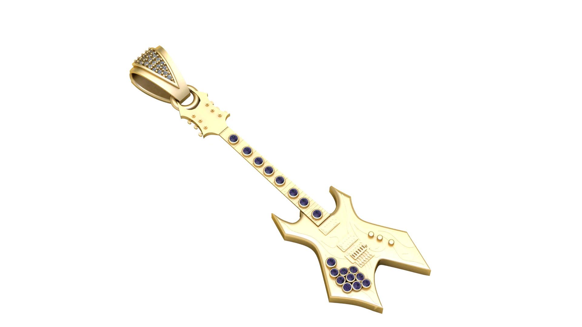 Guitar pendant 3D Print Model .c4d .max .obj .3ds .fbx .stl .blend 