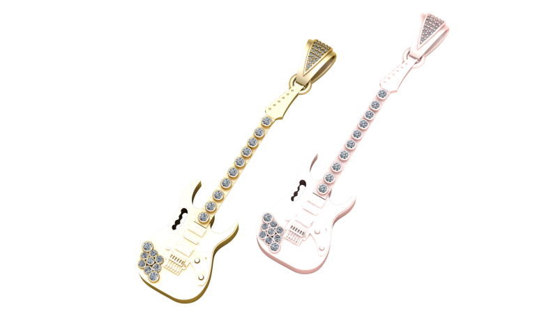 Guitar pendant 3D-printmodel .c4d .max .obj .3ds .fbx .stl .blend 