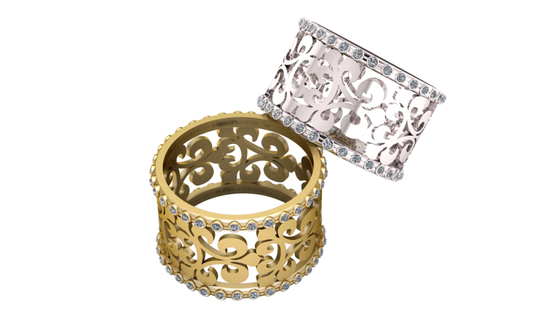 Filigree band ring 3D प्रिंट मॉडल .c4d .max .obj .3ds .fbx .stl .blend