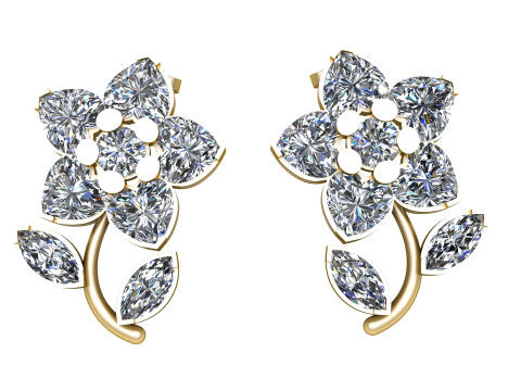 Diamond floral earrings pendant 3D 打印模型