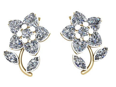 Diamond floral earrings pendant 3D Print Model