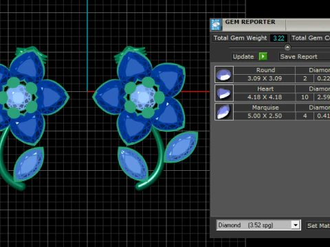Diamond floral earrings pendant 3D Print Model