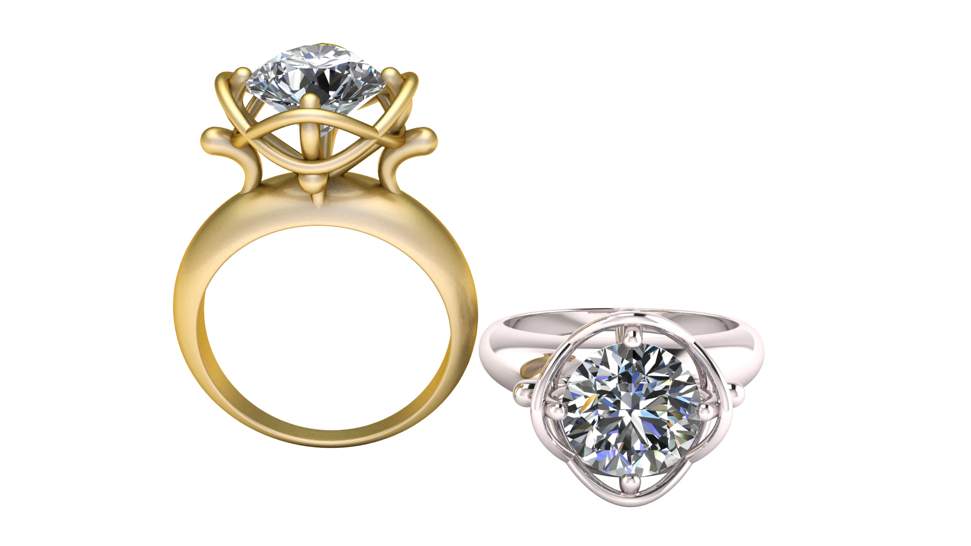 Solitaire diamond ring 3D Print Model .c4d .max .obj .3ds .fbx .stl .blend 