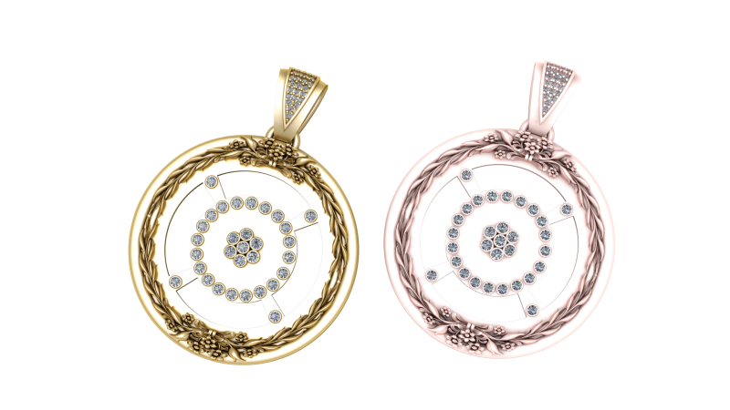 Floral wheel pendant 3D-Druckmodell .c4d .max .obj .3ds .fbx .stl .blend