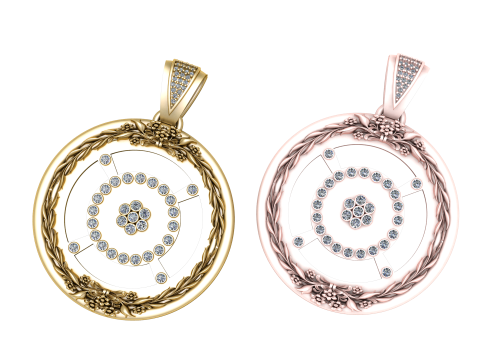 Floral wheel pendant 3D Print Model