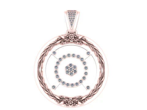 Floral wheel pendant 3D Print Model