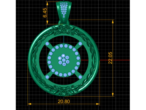Floral wheel pendant 3D Print Model