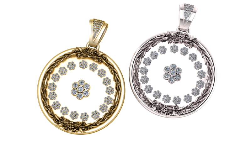 Floral diamond pendant Model Cetak 3D .c4d .max .obj .3ds .fbx .stl .blend