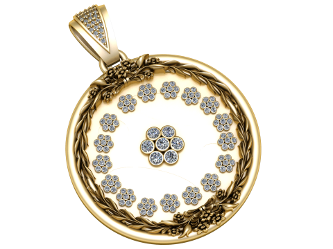 Floral diamond pendant Model Cetak 3D