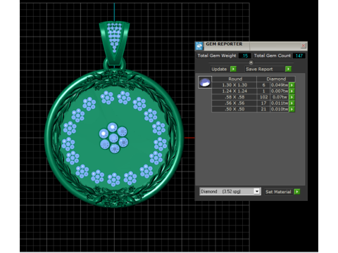 Floral diamond pendant Model Cetak 3D