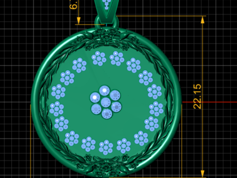 Floral diamond pendant Model Cetak 3D