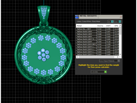 Floral diamond pendant Model Cetak 3D