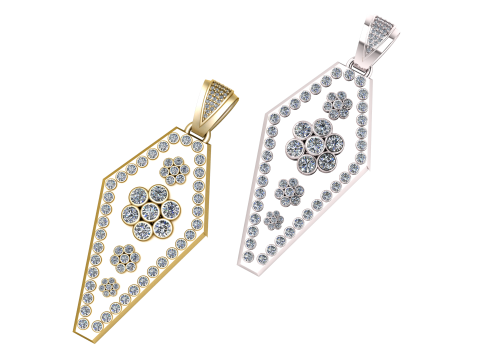Floral Diamond Pendant 3D Print Model