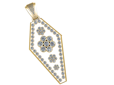 Floral Diamond Pendant 3D Print Model
