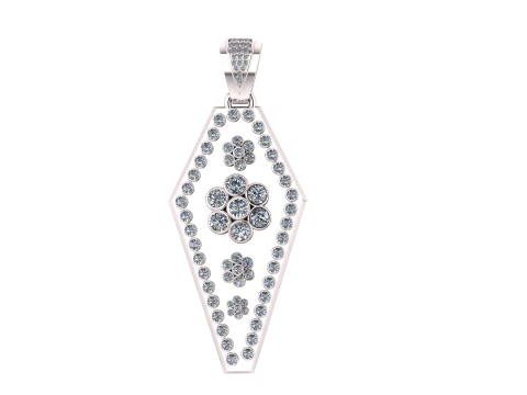 Floral Diamond Pendant 3D Print Model