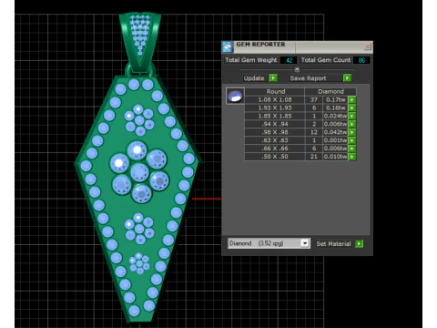 Floral Diamond Pendant 3D Print Model