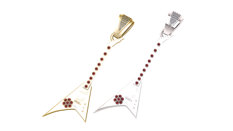 Guitar Design pendant 3Dプリントモデル .c4d .max .obj .3ds .fbx .stl .blend