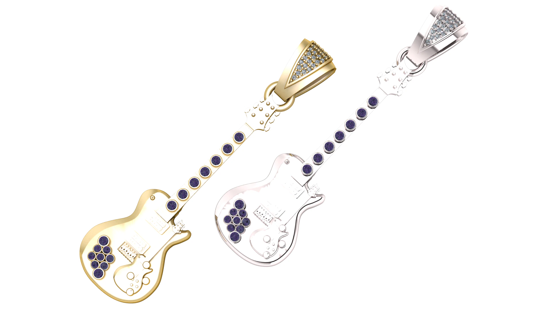 Guitar pendant 3D Print Model .c4d .max .obj .3ds .fbx .stl .blend