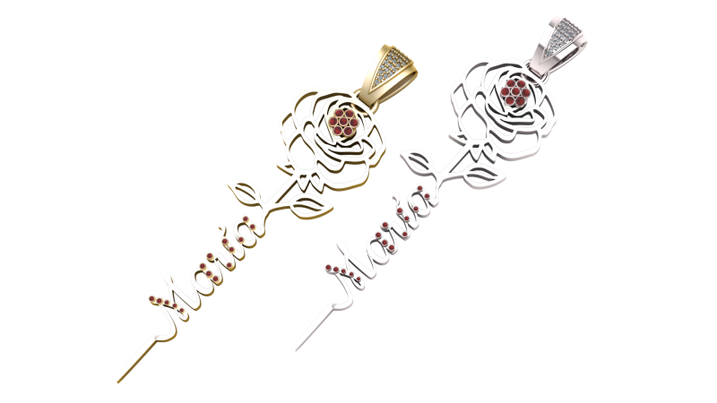 Family pendant rose design necklace PENDANT 3D Print Model .c4d .max .obj .3ds .fbx .stl .blend