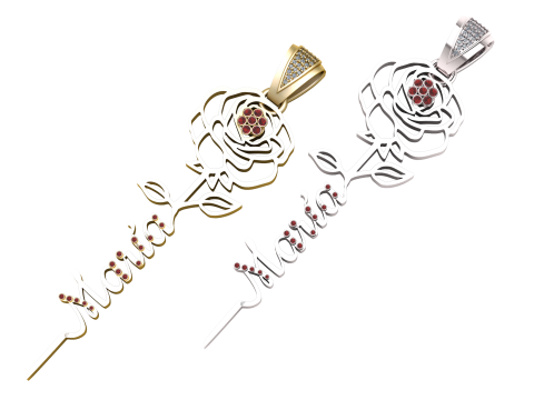 Family pendant rose design necklace PENDANT 3D Print Model